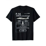 LZ Men's F-14 Tomcat Fighter Jet T-Shirt - Tomcat Schematics, Aircraft Specs & Insignia