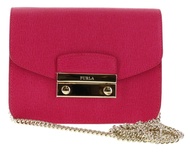 Furla Julia Saffiano Leather Mini Crossbody Bag, Gloss Pink/Gold