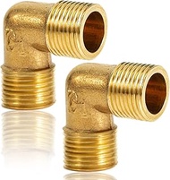 2 pieces brass angle 90 degrees, 1/2 inch male to 1/2 inch male thread, DN15 pipe angle, 90° bend, b