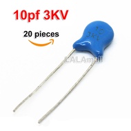 20pcs 10pF 27pF 39pF 47pF 3KV High Voltage Ceramic Capacitor 10J 10K 27J 27K 39J 39K 47J 47K 3000V