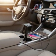 Car Cigarette Lighter Power Adapter, USB-C Retractable Cable, Fast Charge for iPhone 17/Huawei