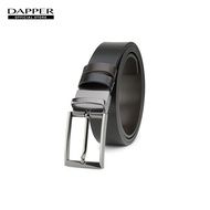 DAPPER เข็มขัดหนังแท้ Reversible Pin Buckle Belt แบบใส่ได้ 2 ด้าน สีดำ