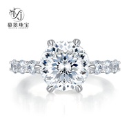 Super Luxury 2ct Real Moissanite Diamond Ring 100% S925 Sier 4 Claws Cluster Thick Gold Plated Engag