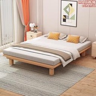 定製全櫸木實木床雙人1.8榻榻米床簡約無床頭床架1.5床單人床