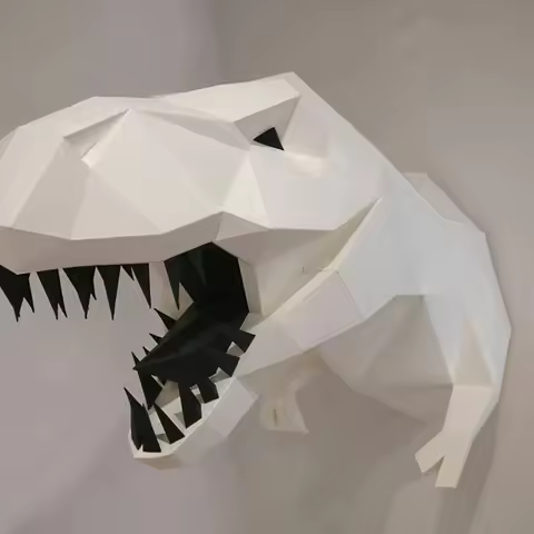 Tyrannosaurus Rex Paper Model Dinosaur Animal DIY Hanging Geometric Papercraft Wall Decor Hallway Or
