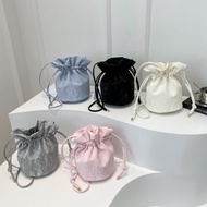 2025 New Casual Drawstring Bucket Bag Mini Solid Color Simple Sling Bag Fashionable Versatile Should