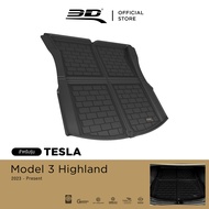 3D Mats ถาดถ้ายรถยนต์ TESLA MODEL 3 Highland 2024 - 2025 พรมกันลื่น พรมกันนํ้า พรมรถยนต์
