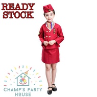 🇲🇾ReadyStock Stewardess Kids Costume Kostum Pramugari AirAsia Kanak Kanak