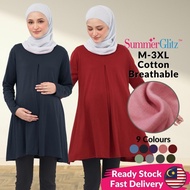 SummerGlitz Cotton Plus Size Long Sleeve Casual Muslimah Maternity Blouse | Baju Mangandung