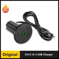 Fast Charging 5V/3.1A 3 USB Charger Desktop Hole USB Charger Portable Adapter With EU Plug for iphon