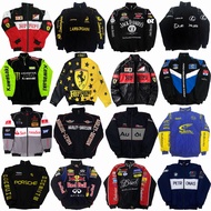 Ferrari Riding Jacket F1 Vintage Embroidery Leather Motor WindbreakerJacket Loose Waterproof Jacket