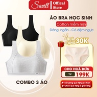 Combo of 3 Women's Student Bras with breathable mesh, Set of 3 elastic female student bras SAVILL A6