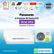 81Aircon【Panasonic】R32 XU Series System 3 (5 Ticks) Wifi Build In