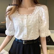 NS16-JUL23-D-Cotton Embroidered Square Neck Pearl Button Shirt-BLNS16EX069