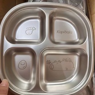 Stainless Steel Divider Plate With Spoon 2 3 4 Compartments Cartoon Dinner Food Plate 316 Material