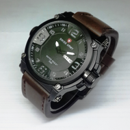 Jam tangan Pria SWISS ARMY SA-337 TALI KULIT -Jam tangan Merek Terbaik (Wijaya Watches) Quality Wate