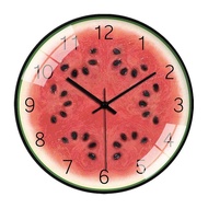 Wall Clock Wall Clock Fruit Clock Living Room Wall Clock Household Clock Bedroom Mute Creative Perforation-Free Wall Wall Watch Household Quartz Clock