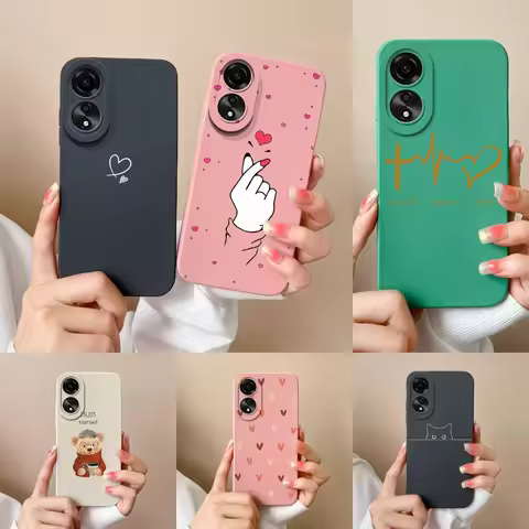 For OPPO A 78 Case Love Heart Durable Soft Liquid Soft Phone Case Silicone Durable Shockproof Luxury