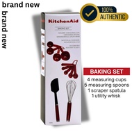 BRAND NEW KitchenAID Authentic Baking Set in Empire Red Spatula Cups Spoons Whisk