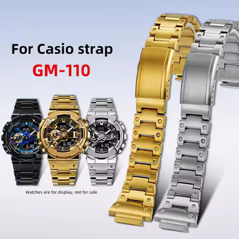 GM110 Solid steel strap For Casio G-shock GM-110GB GM110G GM110B stainless steel watchband Silver Bl