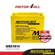 MOTOBATT Quadflex MB51814 Motorcycle Battery Premium Yuasa Replacement with AGM Technology Motor4all