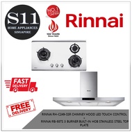 RINNAI RH-C249-SSR CHIMNEY HOOD LED TOUCH CONTROL  +  RINNAI RB-93TS 3 BURNER BUILT-IN HOB STAINLESS STEEL TOP PLATE