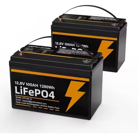 2-Pack 12V 100Ah LiFePO4 Lithium Battery Group 31 Built-in 100A BMS, Low-Temp Protection Up to 15000