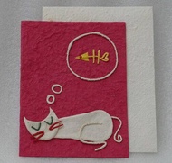 การ์ดอวยพรลายสัตว์เลี้ยง (ขนาด L) Handmade Animals Cartoon Mulberry Paper Card (Size L)