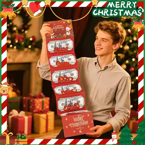 Santa Claus Christmas Money Card Envelope Red Lucky Folding Banknote Card Christmas Cash Envelope wi