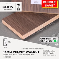 15mm Velvet Walnut 3D PVC 2-sides laminated plywood (4ft x 8ft) | KH115 | Papan kayu DIY | Kiam Hing