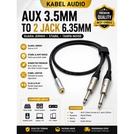 5mtr 3.5mm Female to 2 Jack 6.35mm TS Male Mixer Amplifier AUX Audio Cable