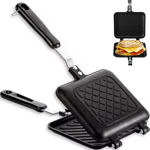 Sandwich Maker Grilled Sandwich Panini Maker Pan with Non-Stick Plates Stovetop Toasted Sandwich Mak