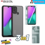 Case Infinix Hot 11 Play / Infinix Hot 10 Play / Infinix Smart 5 / Infinix Hot 10 / Infinix Hot 10S / Infinix Note 7 Premium Softcase Aero Camera Protection Hitam Bonus Tempered Glass Bening Dan Garskin