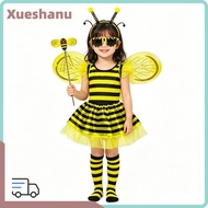 XUESEE Bumblebee Costume, Costume Wings Antenna Headband Bee Costume Set, Stage Ready Striped Knee S