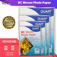 QUAFF RC Woven Photo Paper 3R | 4R | 5R | A4 Size 260gsm Resin Coated (20sheets)  For all types of i