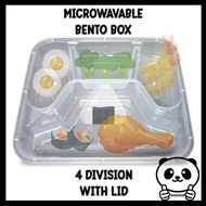 Bento Box Microwavable Food Container 4 Division with Lid