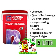 5 LITER   NIPPON PAINT WEATHERBOND ( FREE 7" ROLLER SET ) Exterior Paint  /  Cat Rumah Luar