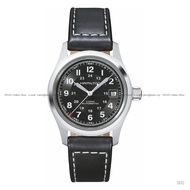 HAMILTON H70455733 Men's Watch Khaki Field Automatic 24-hr Date 38mm Leather Strap Black *Original