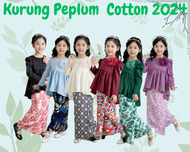 Ready Stock - Baju Kurung Peplum Cotton Sedondon Baju Raya Budak Perempuan 2024