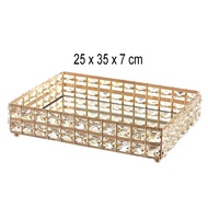 Nampan Kaca Kristal Gold Mirror Tray