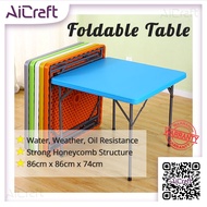 🍀 [SG STOCK] Foldable Table HDPE 86*86 cm Square Portable Folding Heavy Duty Strong Stable Outdoor Function Event Waterp