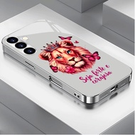 lion Luxury Plated Frame Glass Phone Case For Samsung Galaxy S22 S23 S24 S25 Ultra A22 A23 A25 A33 A