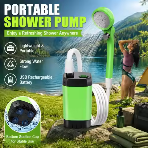 Outdoor Bathing Artifact Dynamic Shower Head, Camping Car Wash Portable Self priming Pump Shower Hea