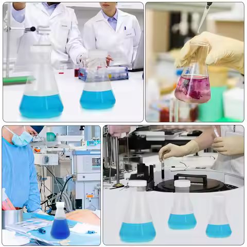 6Pcs Plastic Erlenmeyer Flasks Chemistry Flask Set for Students Laboratory Experiment Lightweight Th