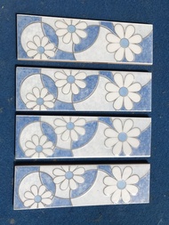 List keramik dinding / kamar mandi motif bunga putih 6 x 20 cm