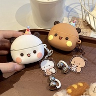 For huawei freeclip2 earphone cover fun cute one or two cloth bear freebuds7i/6i/5i silicone all-inc