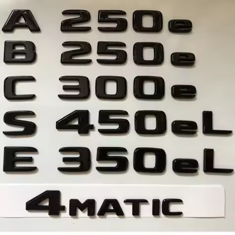 Gloss Black Letters Emblems for Mercedes Benz New Energy Plug-in Hybrid A250e B250e C300e E300eL C35