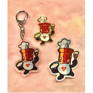 BFDI Keychain Chef Pin Enamel Pin, Acrylic Keychain, and Holographic Vinyl Sticker - object show