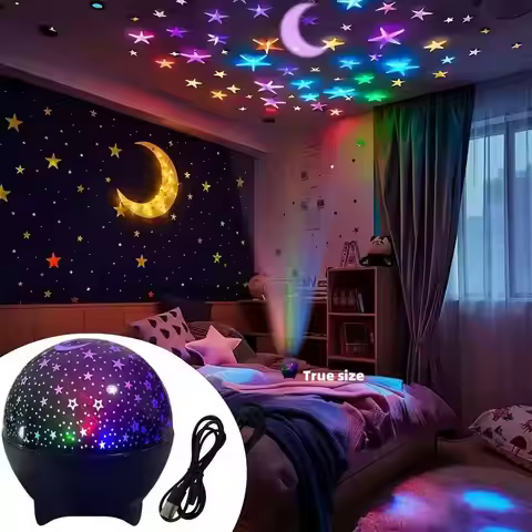 Dreamy Children's Star Moon Night Light Colorful Starry Sky Projection Light Starry Sky Bed Light