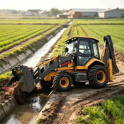 High work efficiency high power engine wheel backhoe 4wd backhoe front rear loader